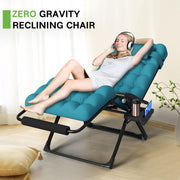 PNKKODW 33 XXL Zero Gravity Chair Reclining Lounge with Removable Cushion and Headrest, Upgraded Locking System, Footrest, Light Blue