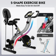 Pooboo X42801 Exercise Bike Folding Stationary Cycling Bicycle Indoor Upright Workout Exercise Bike with LCD Monitor Maximum Weight 300lb (Black)