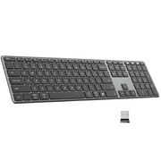 AUSDOM 2.4G Wireless Bluetooth Keyboard Full Size, Quiet Slim Multi-Device Rechargeable Cordless QWERTY Keyboard