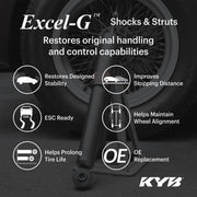 KYB Excel-G Automotive Shock Absorber, Gas Charged Twin-Tube, Rear Driver or Passenger Side, Fits 2011-2012 Hyundai Sonata and 2013-2015 Kia Optima LX, 349244