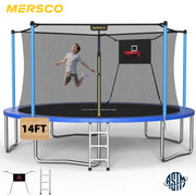 Mersco _W1163120240 14ft Outdoor Trampoline for Kids and Adults with Basketball Hoop and Enclosure Net, Blue