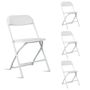 Ktaxon 4 Pack Portable Plastic Folding Chairs, Stackable Chairs for Events Office Wedding Party, Heavy Duty Steel Frame, Weight Capacity 350 LBS, White