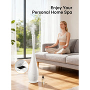 FOHERE Ultrasonic Tower Humidifier, 5L Cool Mist, Quiet Operation, Adjustable Humidistat, Essential Oil Diffuser, 48H Run Time, White, HU-S1