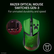 Razer Cobra Lightweight Optical Gaming Mouse, Wired, 58g, 8500 DPI Sensor, Gen-3 Optical Switches, Chroma RGB Lighting, Ambidextrous, Minecraft Edition