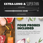 CHEF iQ Sense Smart Wireless Meat Thermometer with 5 Sensors, 4 Ultra-Thin Probes, WiFi Unlimited Range, 1000F Heat Resistant, Gen 3 CQ60-4C-Z1-E