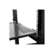 StarTech.com Server Rack Shelf, 19in Adjustable Depth, Vented Sliding, 2U, Black Cold-Rolled Steel, UNISLDSHF19