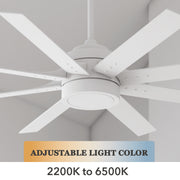 Better Homes & Gardens 62 in Ceiling Fan with Adjustable Color-Changing LED Light Kit, Reversible AC Motor, Remote Control, White or Barley Finish, 10463