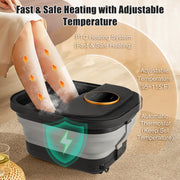 FOFOJY Collapsible Foot Spa with Heated Massage Rollers, Bubble Function, Temperature Control, Remote Control, Pedicure Kit, Black