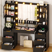 Ktaxon Large Makeup Vanity with 7 Drawers, Black