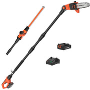 Maxlander 8-Inch Cordless Pole Saw and 18-Inch Hedge Trimmer 2-in-1 for Tree Trimming, Orange