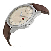 Gucci YA126303 Men's G-Timeless Ivory Diamond Pattern Dial Watch