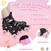 OBENSKY S2PK411001 Roller Skates, 4 Size Adjustable for Girls & Boys w/ Light up Wheels-Blue/Pink