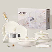 Carote A13623 21-Pieces Pots and Pans Set with Detachable Handle - Granite White