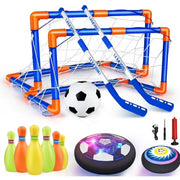 Beefunni Hover Soccer Ball for Kids,4-In-1 Hover Soccer Ball Hockey Bowling Set