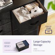 EDX Nightstand Tower 10 Drawer Dresser Fabric Black