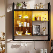 Bestier H500408C-CHAL-B Decorative Wall Shelf with RGB LED Lights and Towel Rack and Hooks Charcoal