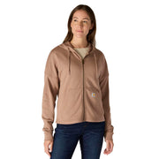 Carhartt Women's Tencel Fiber Series Full-Zip Sweatshirt, Loose Fit, Soft Sepia, XL, 106837