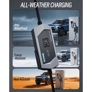 EVPEIWE Level 1/2 J1772 Electric Vehicle Charger, 40A, 25ft Cable, 110-240V Portable EV Charger with NEMA 14-50 and NEMA 5-15 Plug, Silver, EVPC-PAB-40AC