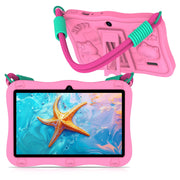 QunyiCo Kids Tablet, 7 Inch Android 13, 4GB RAM, 32GB Storage, 1024x600 IPS Touch Screen, Parental Control, Protective Pink Case