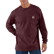 Carhartt Men's K126 Loose Fit Long Sleeve Workwear Pocket T-Shirt, Port, 4X-Large Tall, Heavyweight 100% Cotton
