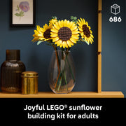 LEGO Botanicals Sunflower Bouquet Building Set, 686 Pieces, Adjustable Artificial Flowers for Home and Office Decor, 11502