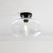 Better Homes & Gardens BHS336179061017  Semi Flush Ceiling Light, Matte Black Finish, Clear Glass Shade, 12 in, Dimmable LED Bulb Included