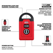 Milwaukee VACLINK Wireless Dust Control Remote, 100 ft Range, Magnetic Mount, Adjustable Strap, 0952-20