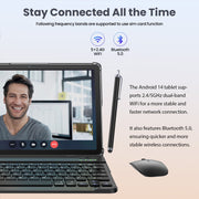 Kimlok Android 14 Tablet, 11 Inch IPS HD Touch Screen, 16GB RAM, 128GB Storage Expandable to 1TB, Octa-Core MTK8786 Processor, GPS, Dual-Band WiFi, Bluetooth 5.0, Dual Camera 8MP+13MP, Keyboard Bundle, D105B-DPJ
