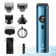 Sejoy LFQ-F3-BLU Men's Beard Trimmer, Hair Clippers, Waterproof Electric Nose Haircut Mustache Body Trimmer Cordless Foil Shaver Grooming Kit, USB Rechargeable and LED Display Home Travel (Blue)