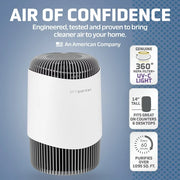 GERMGUARDIAN AC151 Compact Air Purifier with HEPA Filter, UV-C and Timer, White