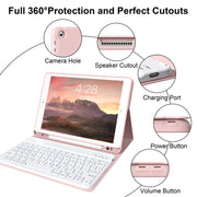 Aoub iPad Keyboard Case with Detachable Wireless Bluetooth Keyboard, Pencil Holder, Folio Stand, Soft TPU Back, Pink, for 10.2 Inch 7th 8th 9th Generation
