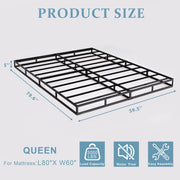 Awesofurni Queen Box Spring Mattress Foundation, Heavy-Duty Steel Frame, Low-Profile, Noise-Free, Foldable with Removable Fabric Cover, Black, 5-Inch BS05-Q