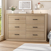 Homfa HFT-PB-026 47.2'' 6 Drawer Double Dresser, Oak