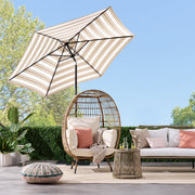 Best Choice Products 10ft Outdoor Steel Market Patio Umbrella, Crank Lift, Push Button Tilt, 6-Rib Frame, Striped Tan, SKY7936