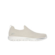 Skechers 124763-tpe Women's Go Walk Travel Cozumel Slip-On Sneaker, Laceless, High Apex Stretch Knit Upper, Taupe, Wide Width