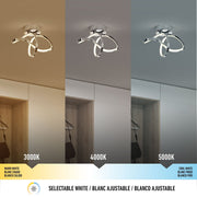 Artika Loop Flush Mount Ceiling Light, 3 CCT Selectable White, Integrated LED, Dimmable, 1200 Lumens, Modern Infinity-Loop Design, Chrome Finish