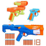 Hasbro F8633 Nerf N Series Gear Up Pack Foam Dart Blaster, 3 Blasters with Stock and Scope, 18 Nerf N1 Darts