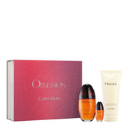 Calvin Klein Obsession Eau de Parfum Gift Set for Women, Spicy Amber and Mandarin Scent, 3.4 oz Spray, 6.7 oz Body Lotion, 0.5 oz Mini Spray, 446330