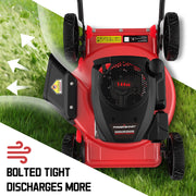 PowerSmart 18 in Gas Lawn Mower, 144CC OHV Engine, 3-in-1 Cutting System, Foldable Frame, 5-Position Height Adjustment