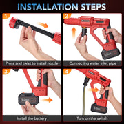 Filluck Cordless Pressure Washer, 1060 PSI, 2.8 GPM, 21V 5.0Ah Battery, 6-in-1 Adjustable Nozzle, Portable Handheld