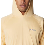 Columbia Men's PFG Terminal Tackle Long Sleeve Fishing Hoodie, Omni-Shade UPF 50, Omni-Wick, Cocoa Butter Bluebell Logo, Medium, 153617