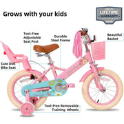 joystar BIKE059pk-12 Little Daisy 12 Inch with Training Wheels Princess Kids Bicycle Pink