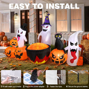 Ayieyill 8.5FT Halloween Inflatable Pumpkin Ghost Family with Built-in LED Lights, Outdoor Yard Decoration, Polyester