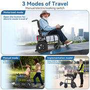 SACVON YHWL-001 Foldable Electric Wheelchair for Seniors, All Terrain Motorized Wheelchair for Seniors with Detachable Battery