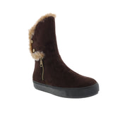 Bellini Women's Wide Width Furry Snow Boot, Brown Microsuede with Faux Fur Trim, Cushioned Footbed, 1-Inch Rubber Sole, 9 Wide, 20830