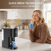 Sanerto Single Serve Coffee Maker Compatible with K Cup Capsules and Grounds, 6-12oz Adjustable Cup Size, 1000W, Black, Sanerto-A01A