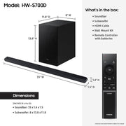 Samsung HW-S700D Ultra-slim 3.1Ch. Wireless Dolby ATMOS Soundbar W/Q-Symphony
