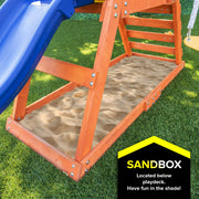 Sportspower WP-719 My First Wood Swing Set with 2 Swings, Rock Climber & 6' Double Wall Slide, Brown