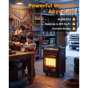 Kohree Portable Propane Space Heater, 18,000 BTU Radiant Cabinet Heater with 3 Heat Settings, Manual Control, Black, KR3311-WK