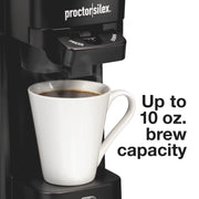 Proctor Silex Single Serve Coffee Maker, Dual Brewing Options, Matte Black, 10 oz Capacity, 49961R